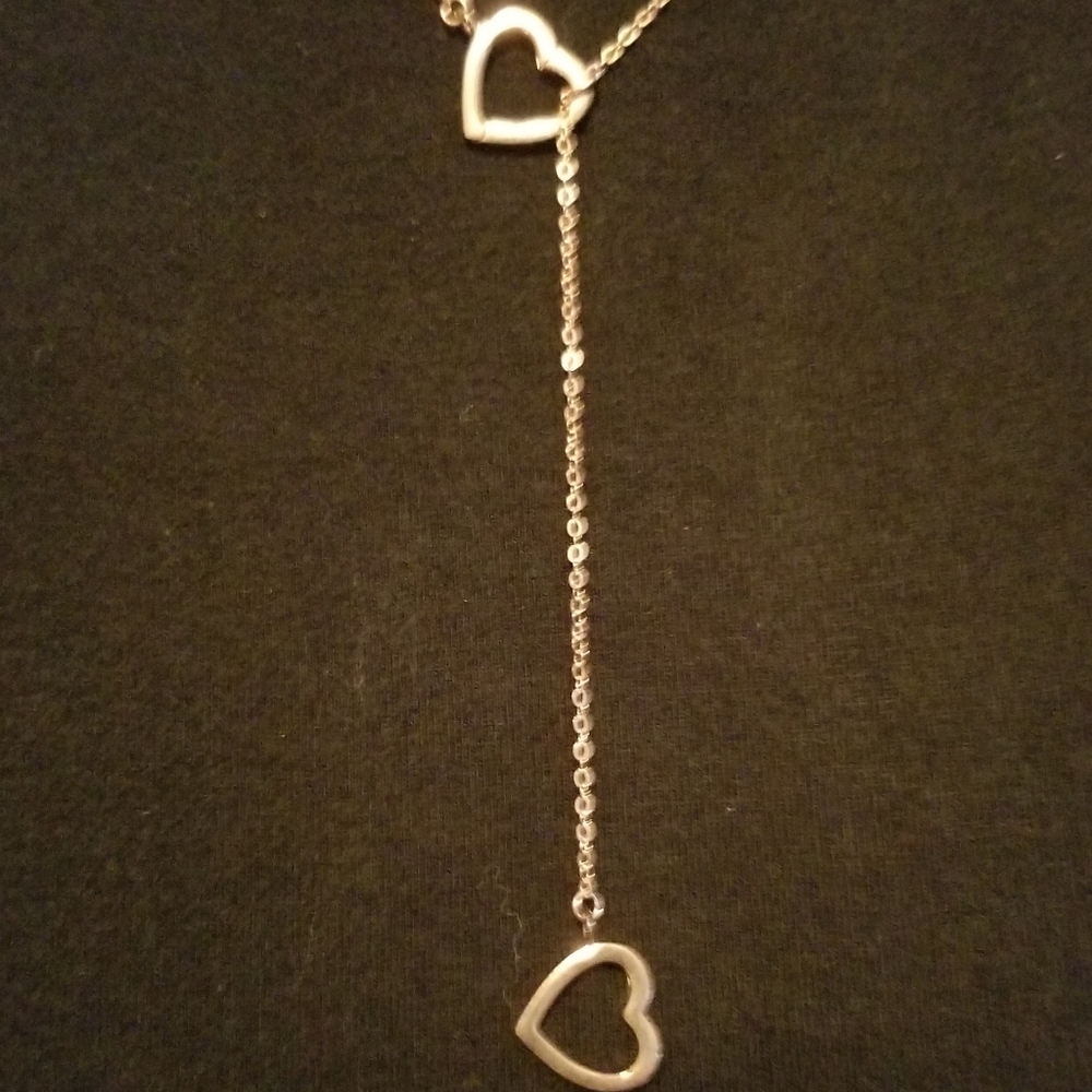 Dangling Hearts 18" Rose Gold Plated Necklace - Picture 3 of 8